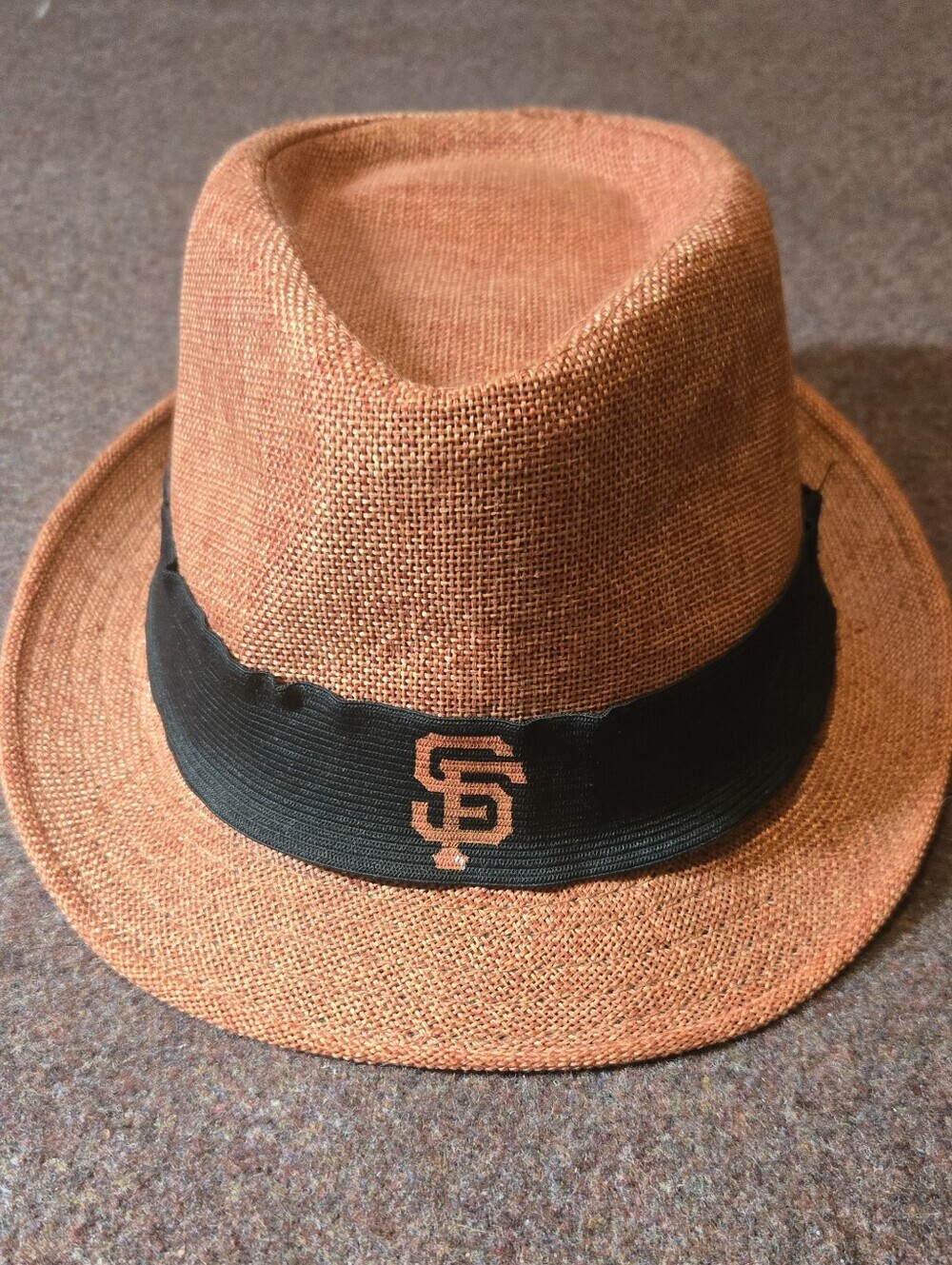 San Francisco Sf Giants Fedora Men’s Hat Orange Black Genentech BDA Size Medium!
